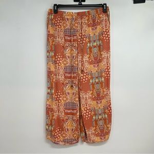 NWT christian siriano pants Woman M Orange Gaucho Style Wide leg Colorful Beach
